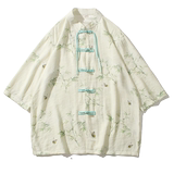 2024夏风男装竹子印花唐装汉服短袖五分袖衬衫C229-Y1002-P65，男装衬衫，电商C229