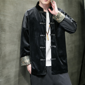 风男装丽丝绒复古盘扣大码唐装汉服夹克外套C229/Y916/P80图片