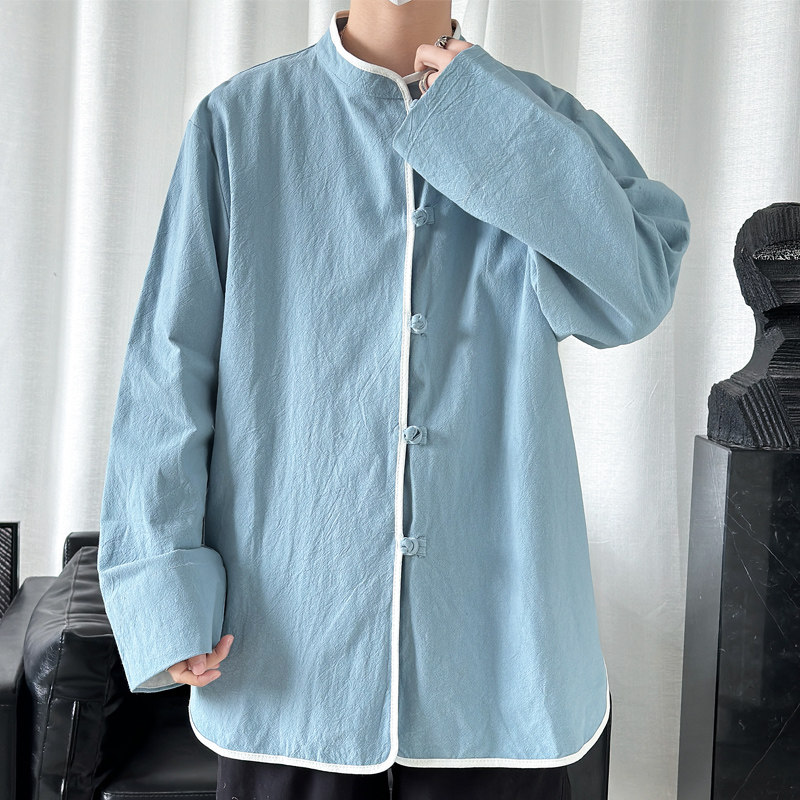 2024春夏新款风男装棉麻亚麻唐装汉服衬衫衬衣C229/Y658/P80,男装衬衫,电商C229