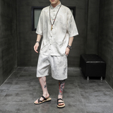 2024夏风男装冰丝唐装汉服盘扣复古套装两件套C229/TZ318/P80，男装休闲套装，电商C229