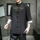 2023春夏风男装冰丝唐装汉服五分袖短袖衬衫男C229/Y702/P60，男装衬衫，电商C229
