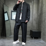 2024春夏风男装提花盘扣唐装汉服套装两件套C229-TZ358-P140，男装休闲套装，电商C229