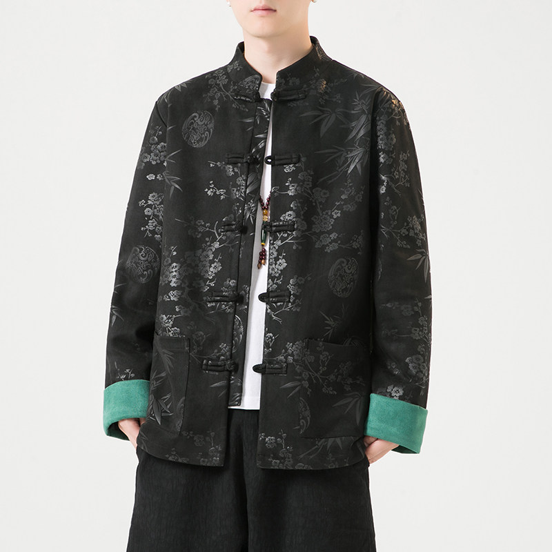 2024冬风男装鹿皮绒复古中式唐装汉服夹克外套C229/Y757/P105,男装夹克,电商C229