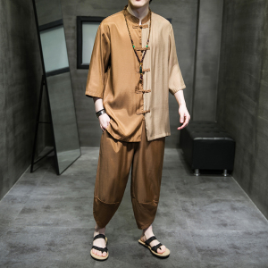 2024夏季风复古中式唐装汉服短袖套装两件套C229/TZ344/P85图片