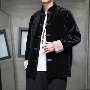 2023秋风男装丽丝绒复古中式唐装汉服夹克外套C229/Y762/P100图片