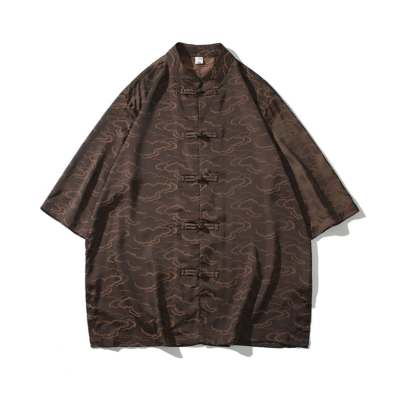 风男装复古风男装冰丝唐装汉服短袖衬衫C229/Y950/P65,男装衬衫,电商C229