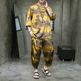 2024夏季风男装复古中式唐装汉服套装两件套C229/TZ356/P100，男装休闲套装，电商C229