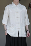 2024夏季风男装冰丝唐装汉服提花短袖衬衫衬衣C229-Y1036-P70，男装衬衫，电商C229