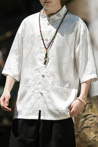 2024春夏风男装冰丝唐装汉服短袖五分袖衬衫C229/Y620/P50图片