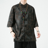 2024夏风男装冰丝唐装汉服短袖五分袖衬衫衬衣C229/Y941/P65，男装衬衫，电商C229
