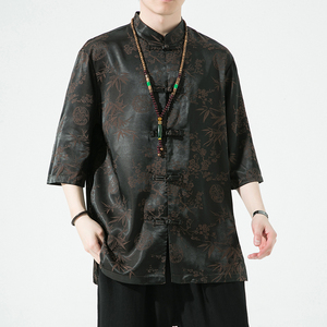 2024夏风男装冰丝唐装汉服短袖五分袖衬衫衬衣C229/Y941/P65图片