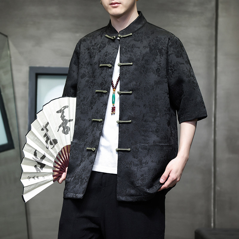 2024春夏风男装提花唐装汉服盘扣中式衬衫衬衣C229-Y996-P70,男装衬衫,电商C229