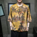 2024春夏风男装冰丝唐装汉服polo衫短袖T恤C229/T197/P55，男装T恤，电商C229