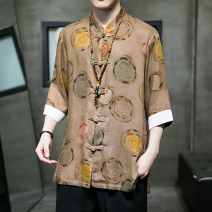 2024春夏风男装唐装汉服印花复古中式衬衫衬衣C229/Y736/P65图片