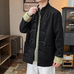 2025秋冬风男装毛呢唐装汉服夹克外套大码C229-Y1130-P130图片