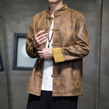 2024秋冬风男装复古中式皮夹克唐装汉服外套C229/Y769/P105，男装夹克，电商C229