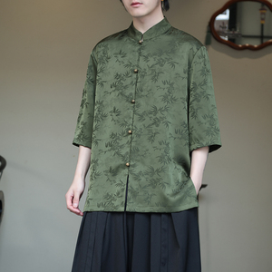 2024夏季风男装盘扣唐装汉服短袖衬衣C229-冰丝衬衫合集-P65图片