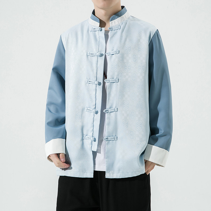 2024春夏风男装拼接撞色盘扣唐装汉服夹克外套C229/Y727/P90,男装夹克,电商C229