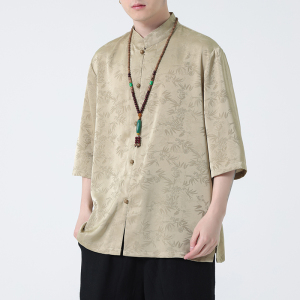 2024夏风男装冰丝唐装汉服短袖五分袖衬衫衬衣C229-Y903-P65图片