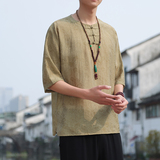 2024夏季风男装冰丝中式唐装汉服短袖五分袖T恤C229/T201/P65，男装T恤，电商C229