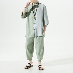2024夏款风男装冰丝唐装汉服套装两件套大码C229/TZ344/P85图片