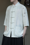 2024夏风男装冰丝唐装汉服短袖五分袖衬衫衬衣C229-Y1020-P70，男装衬衫，电商C229