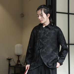 2024春夏新款风男装提花唐装汉服长袖衬衫衬衣C229-Y1012-P80图片
