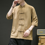 风男装复古中式唐装汉服短袖五分袖衬衫衬衣C229/Y729/P65，男装衬衫，电商C229