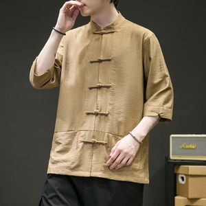 2024夏风男装冰丝唐装汉服短袖五分袖衬衫衬衣C229/Y729/P65