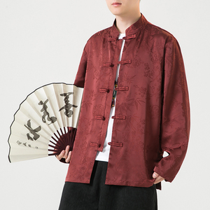 2024秋冬风男装冰丝唐装汉服盘扣长袖衬衫衬衣C229/Y795/P85图片