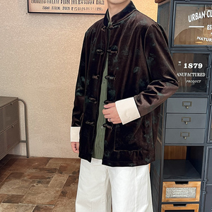 2025秋冬风男装丽丝绒唐装汉服夹克外套大码C229-Y1115-P120图片