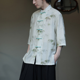 2024夏风男装冰丝唐装汉服短袖五分袖衬衫衬衣C229-Y1003-P70，男装衬衫，电商C229