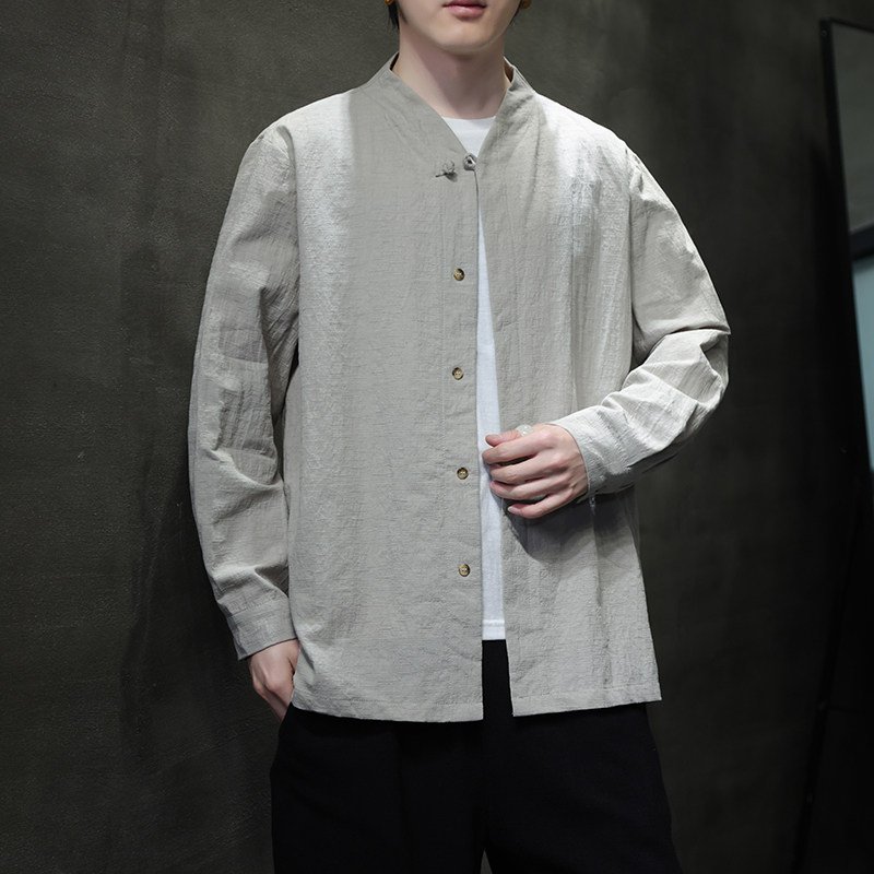 2024春夏风男装棉麻亚麻唐装汉服长袖衬衫衬衣C229-Y1007-P70图片
