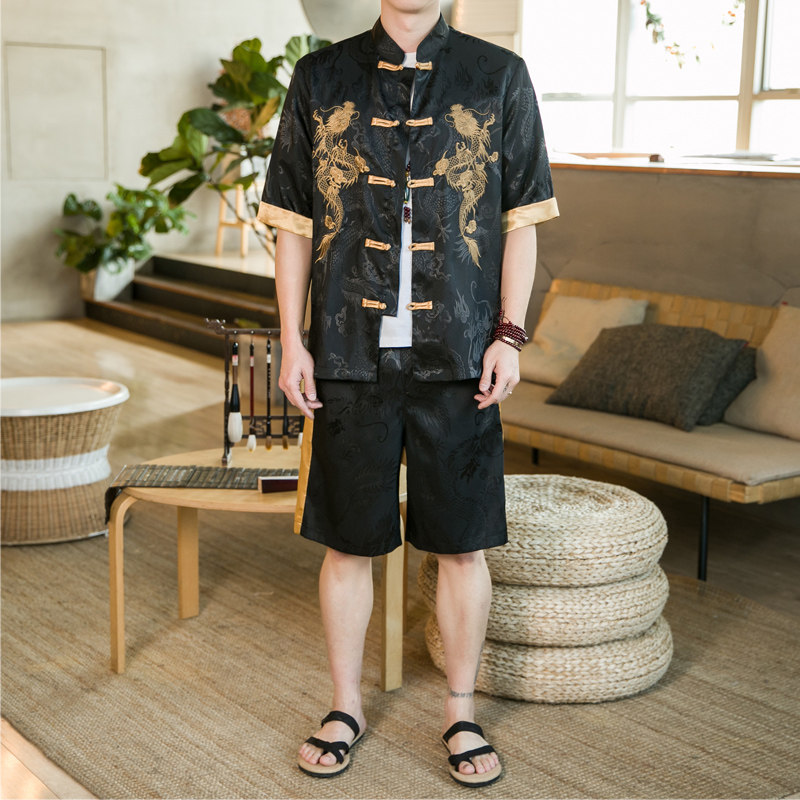 2024春夏新款风男装冰丝唐装汉服套装两件套C229/TZ342/P90图片