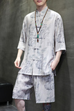 2024春夏风男装复古中式唐装汉服套装两件套C229-TZ361-P100，男装休闲套装，电商C229