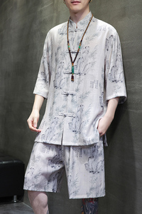 2024春夏风男装复古中式唐装汉服套装两件套C229-TZ361-P100图片