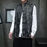 2025秋冬风男装印花唐装汉服马甲外套中式大码C229/Y789/P105，男装夹克，电商C229