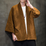 2024秋冬风男装灯芯绒复古披风唐装汉服风衣C229/Y777/P70，男装风衣，电商C229