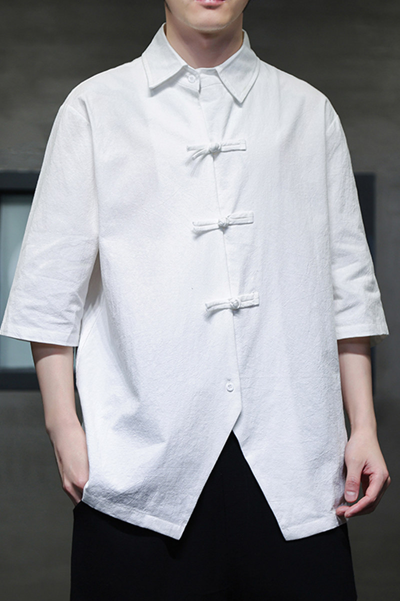 2024春夏风男装棉麻亚麻唐装汉服五分袖衬衫C229-Y908-P65,男装衬衫,电商C229