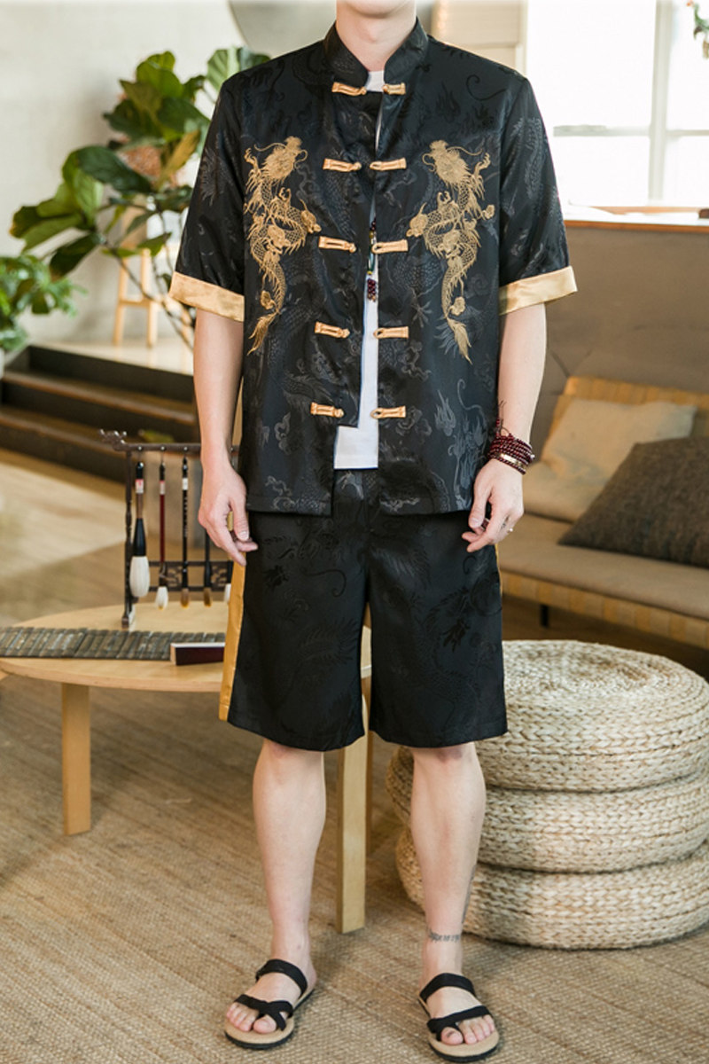 2024春夏新款风男装冰丝唐装汉服套装两件套C229/TZ342/P90,男装休闲套装,电商C229
