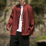 2024秋冬复古中式立领唐装汉服盘扣长袖衬衫衬衣C229/Y795/P85，男装衬衫，电商C229