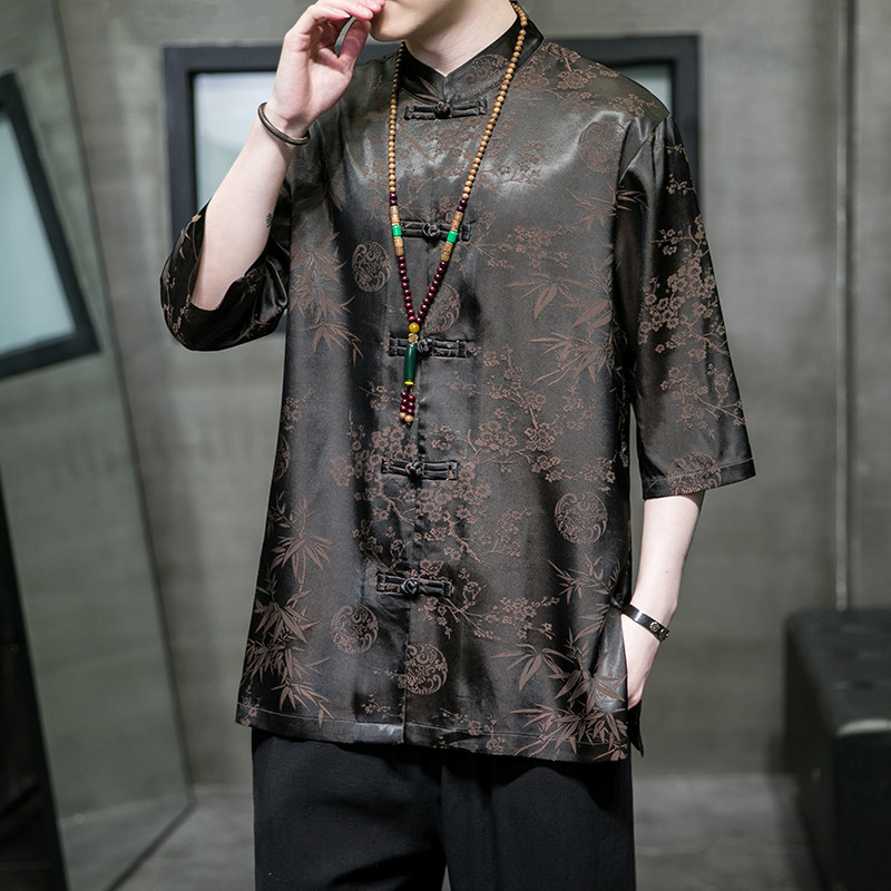 2024夏风男装提花唐装汉服短袖五分袖衬衫衬衣C229/Y941/P65,男装衬衫,电商C229