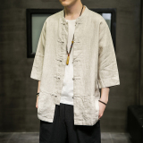 2024夏风男装棉麻亚麻唐装汉服短袖五分袖衬衫C229/Y604/P55，男装衬衫，电商C229