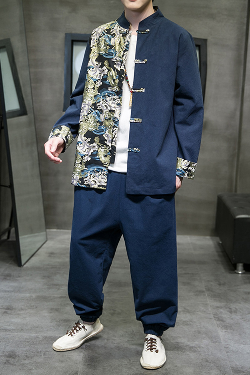 2024秋冬风男装复古中式唐装汉服套装两件套C229/TZ334/P105,男装休闲套装,电商C229