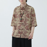 2024夏风男装盘扣中式汉服短袖五分袖衬衫衬衣C229-Y1030-P70，男装衬衫，电商C229