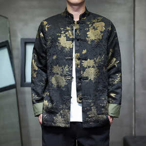 2025秋冬风男装印花唐装汉服夹克外套大码C229-Y1123-P120,商务穿搭黑色丝袜图片