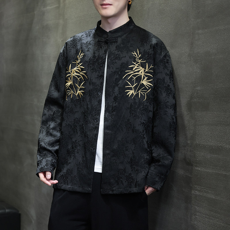 2024春夏风男装刺绣唐装中式汉服长袖衬衫衬衣C229-Y1011-P80图片