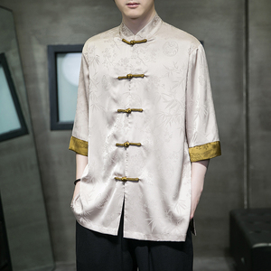 2024春季风男装冰丝唐装汉服短袖五分袖衬衫C229/Y971/P70图片