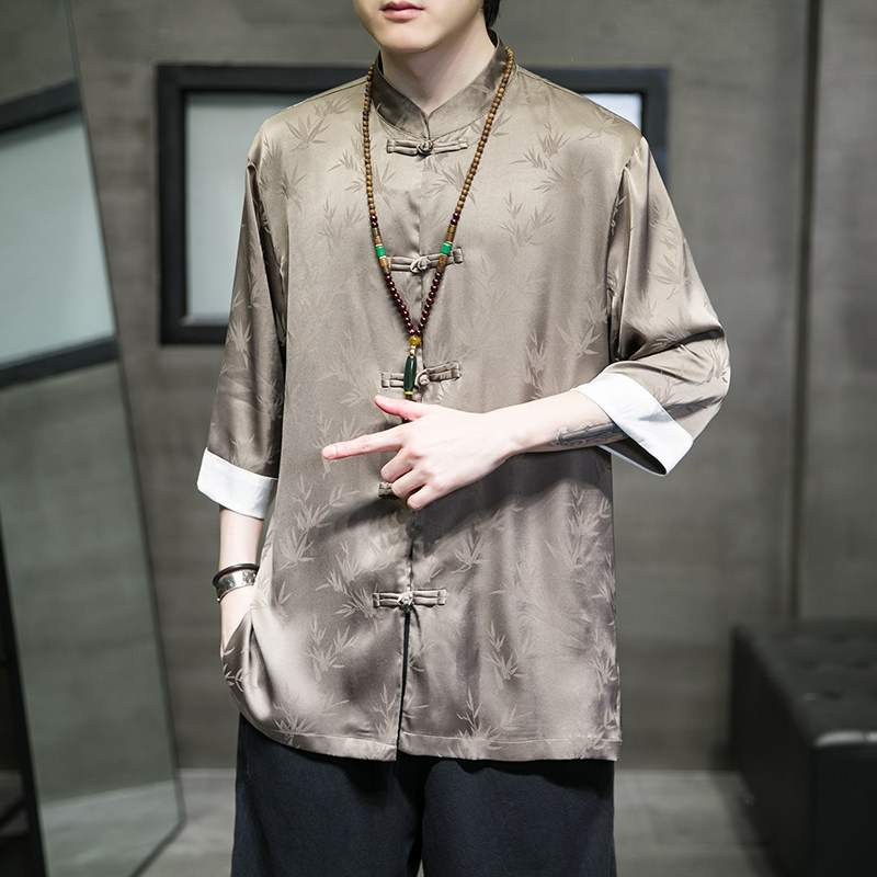 2024夏风男装复古中式盘扣短袖五分袖衬衫衬衣C229/Y678/P60,男装衬衫,电商C229