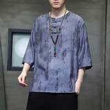 2024春夏风男装冰丝盘扣唐装汉服短袖五分袖T恤C229-T212-P60，男装T恤，电商C229